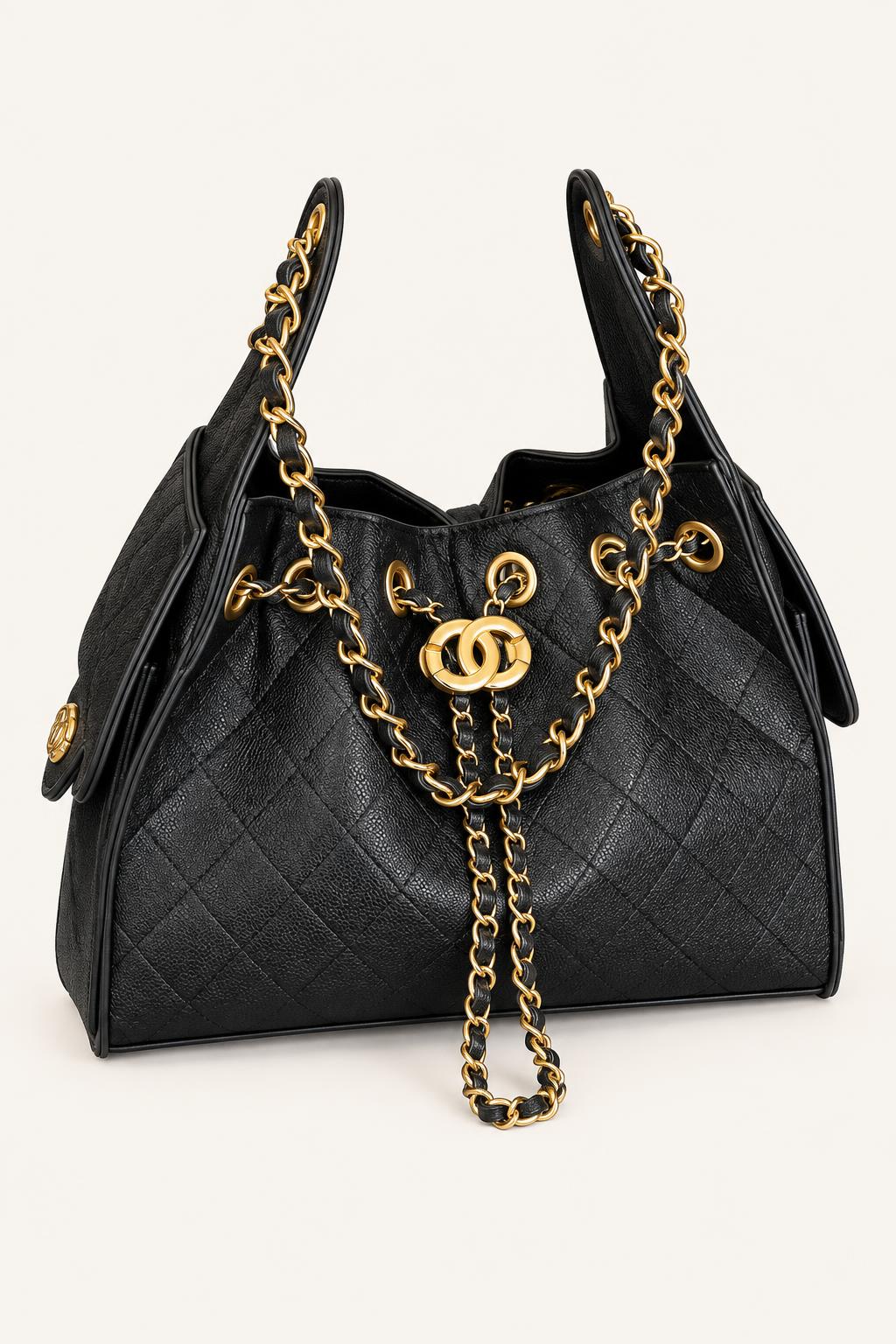 Quilted Chain Handle Shoulder Bag