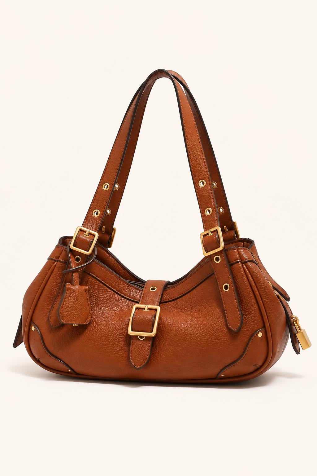Buckle Detail Slouchy Shoulder Bag