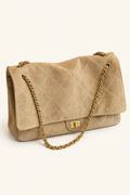 Khaki Quilted Chain Shoulder Bag