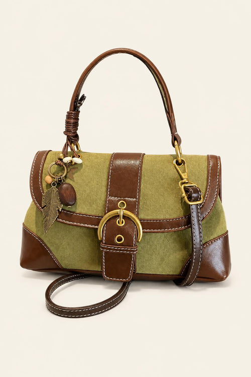 Color Block Buckle Satchel