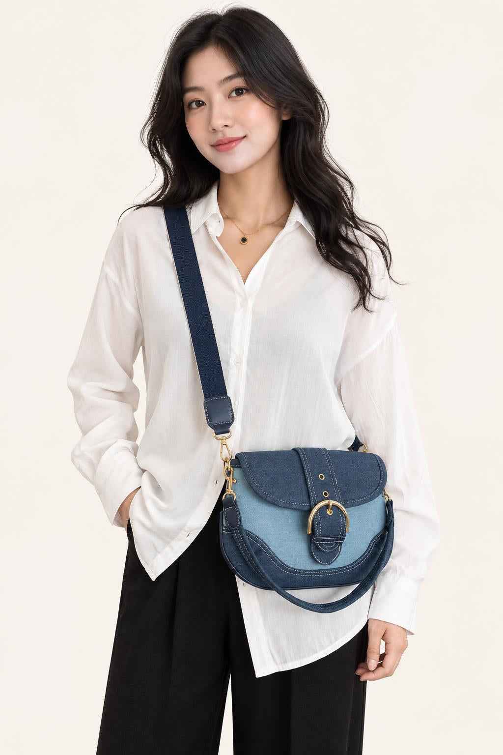 Denim Saddle Crossbody Bag