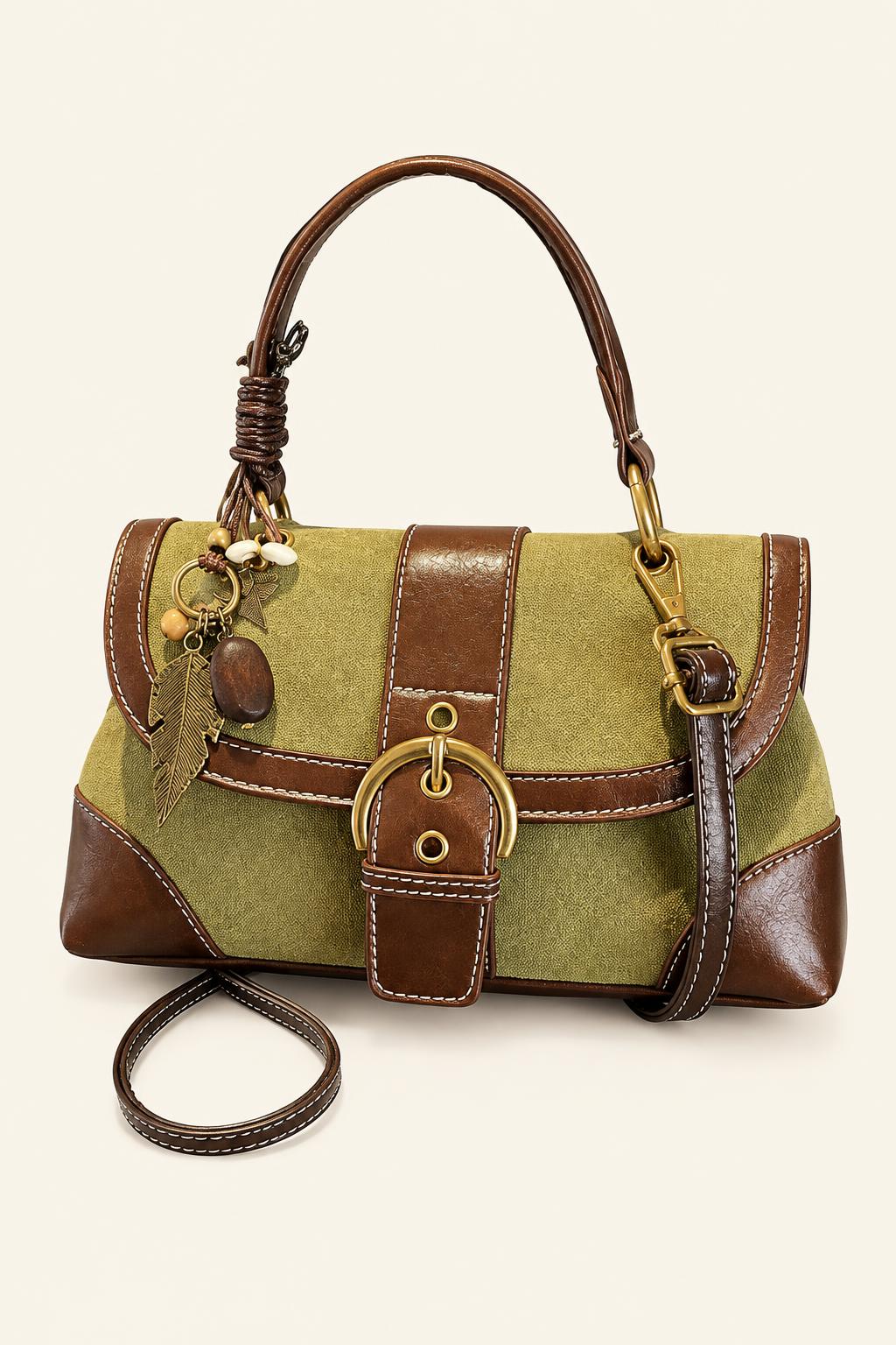 Color Block Buckle Satchel