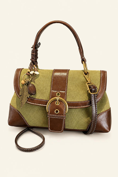 Color Block Buckle Satchel