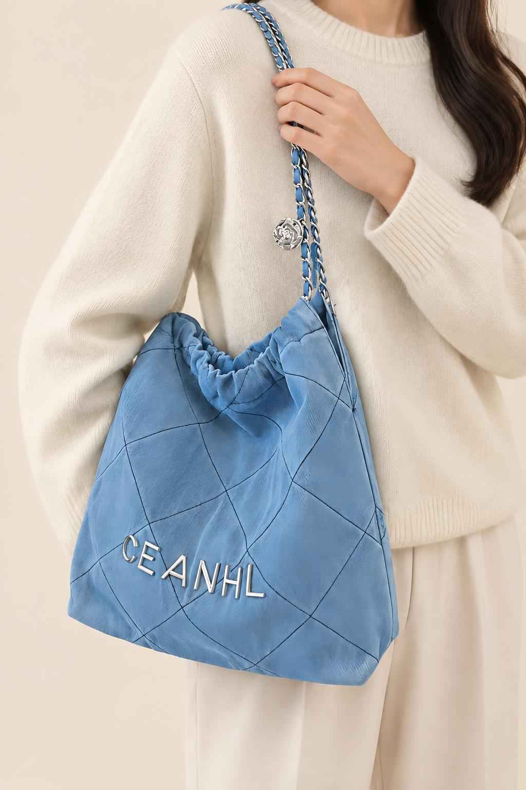 Quilted Chain Strap Bucket Bag