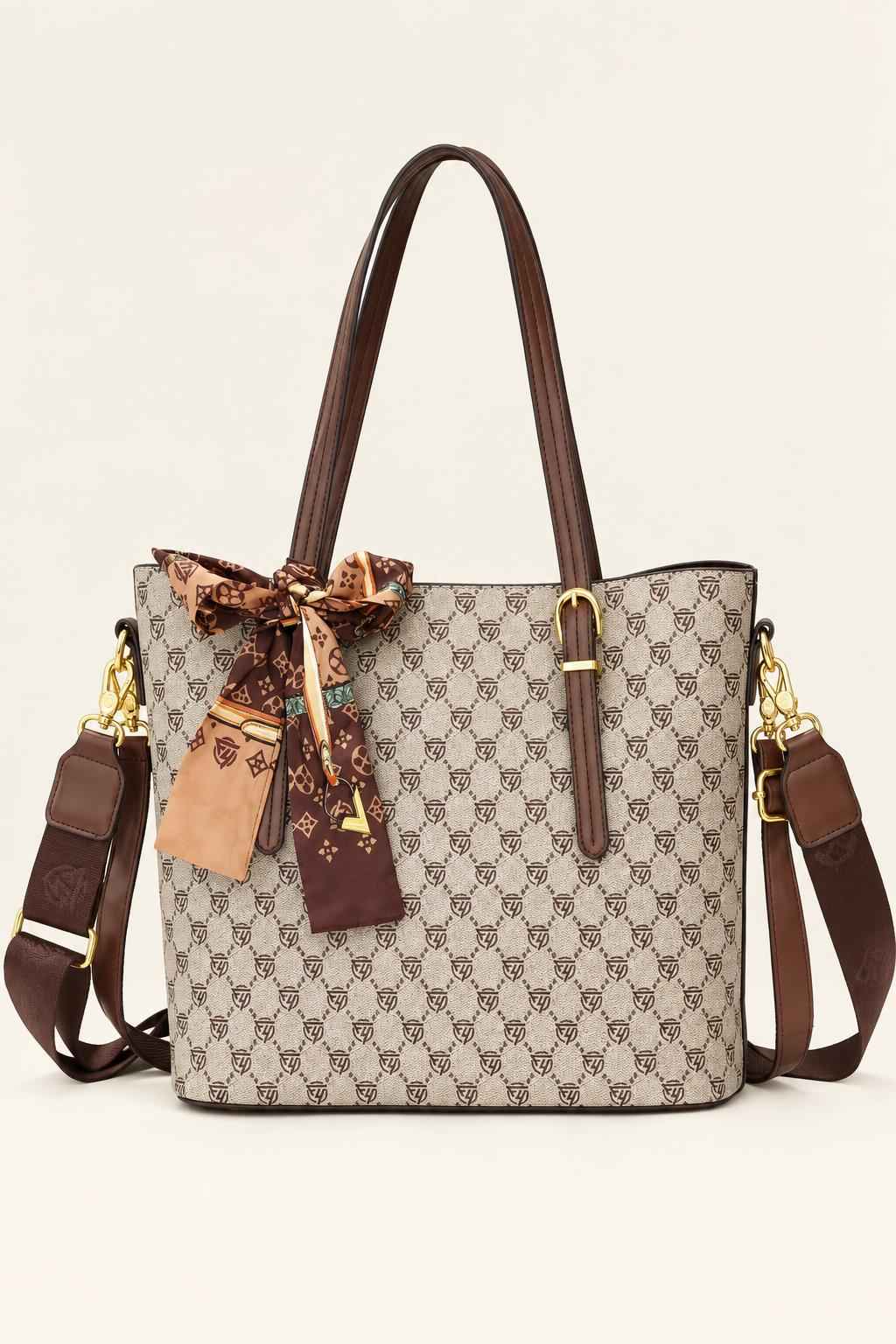 Scarf Bow Monogram Tote