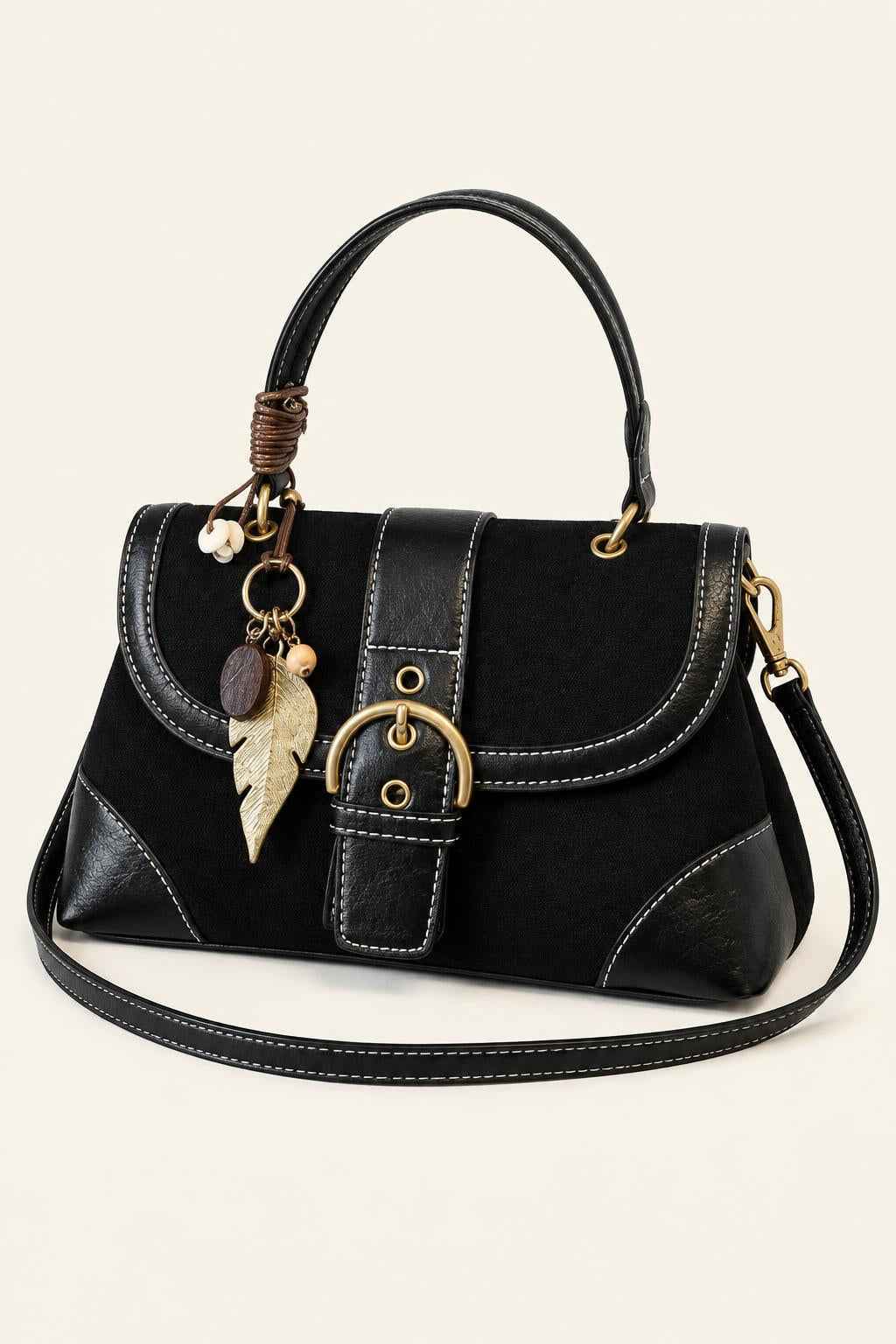 Color Block Buckle Satchel