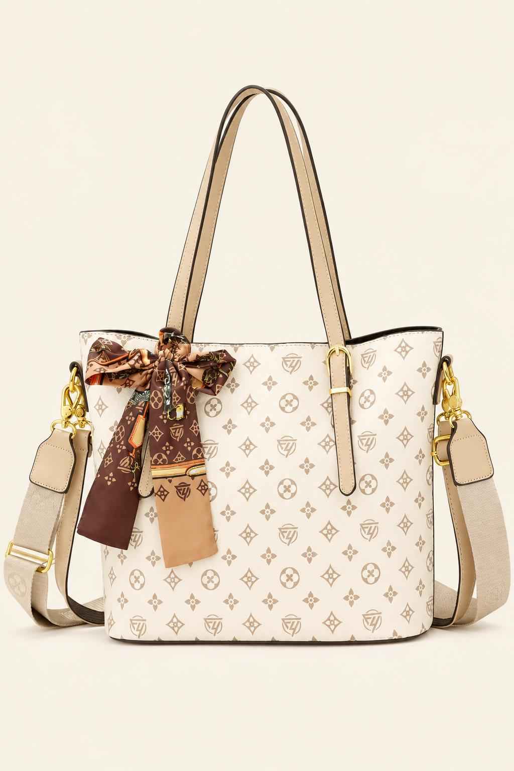 Scarf Bow Monogram Tote