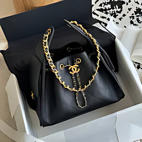 Quilted Chain Handle Bucket Bag