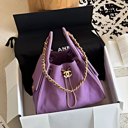 Quilted Chain Handle Bucket Bag