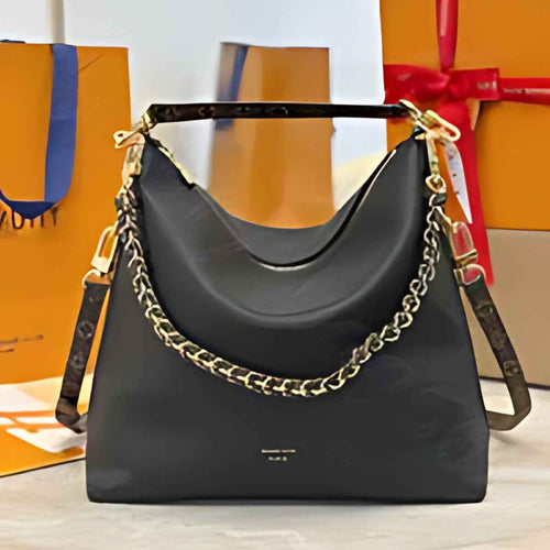 Chain Trim Hobo Shoulder Bag