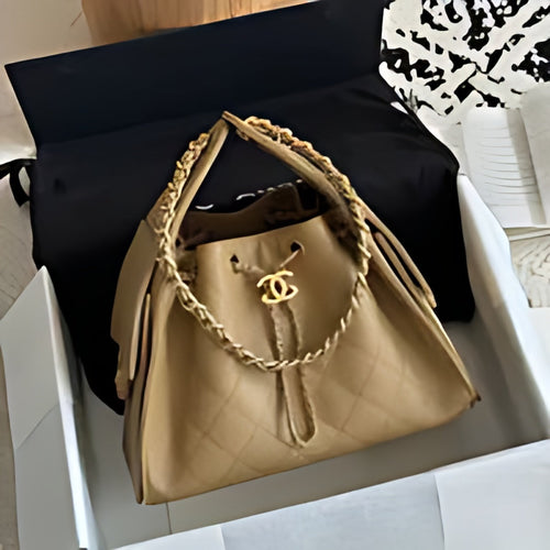 Quilted Chain Handle Bucket Bag