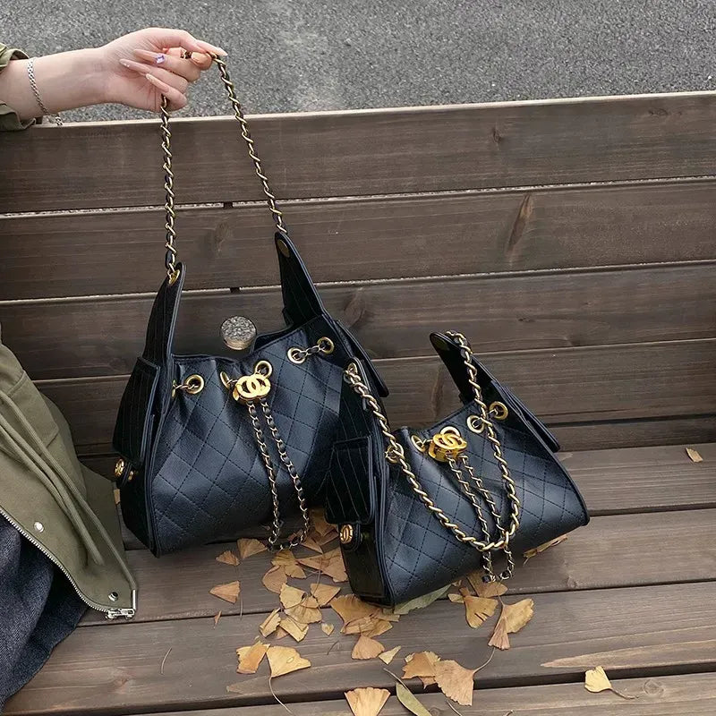 Quilted Chain Handle Shoulder Bag
