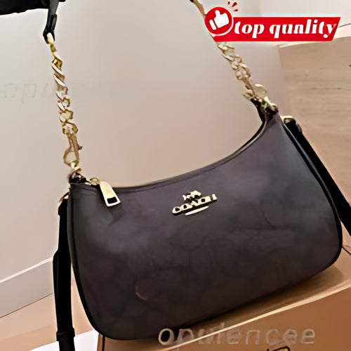 Curved Zip Top Shoulder Bag