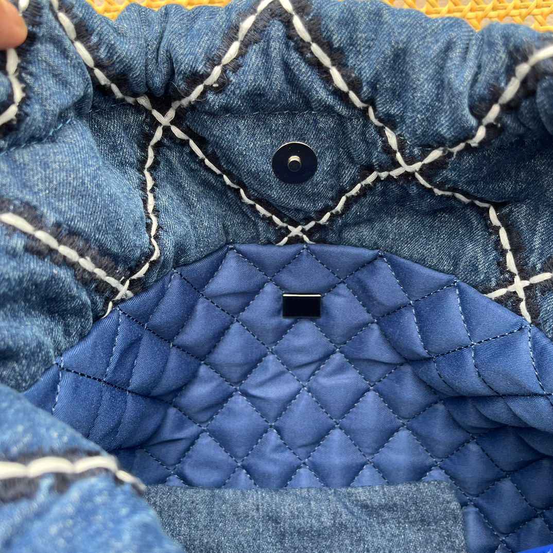 Quilted Patchwork Denim Bucket Tote