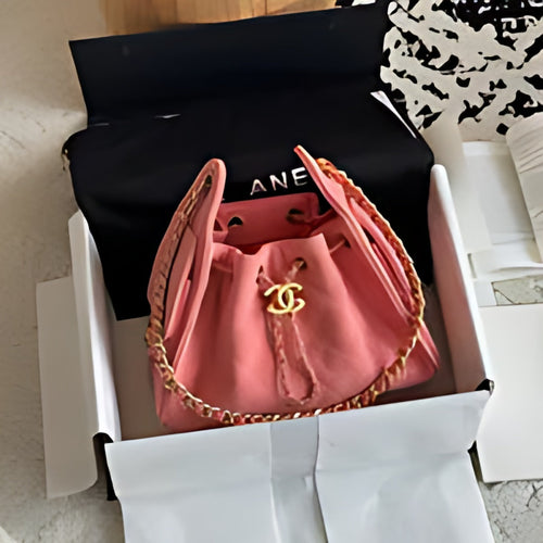 Quilted Chain Handle Bucket Bag