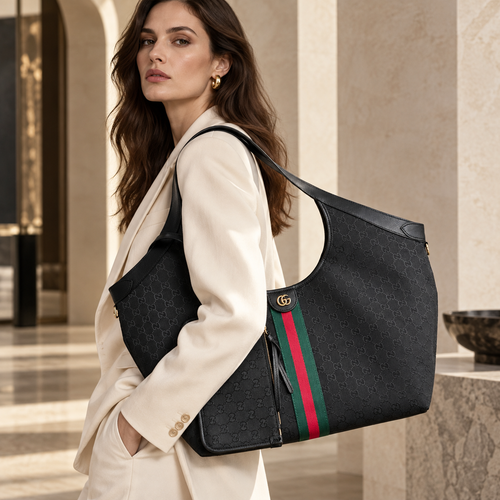 Monogram Stripe Hobo Tote