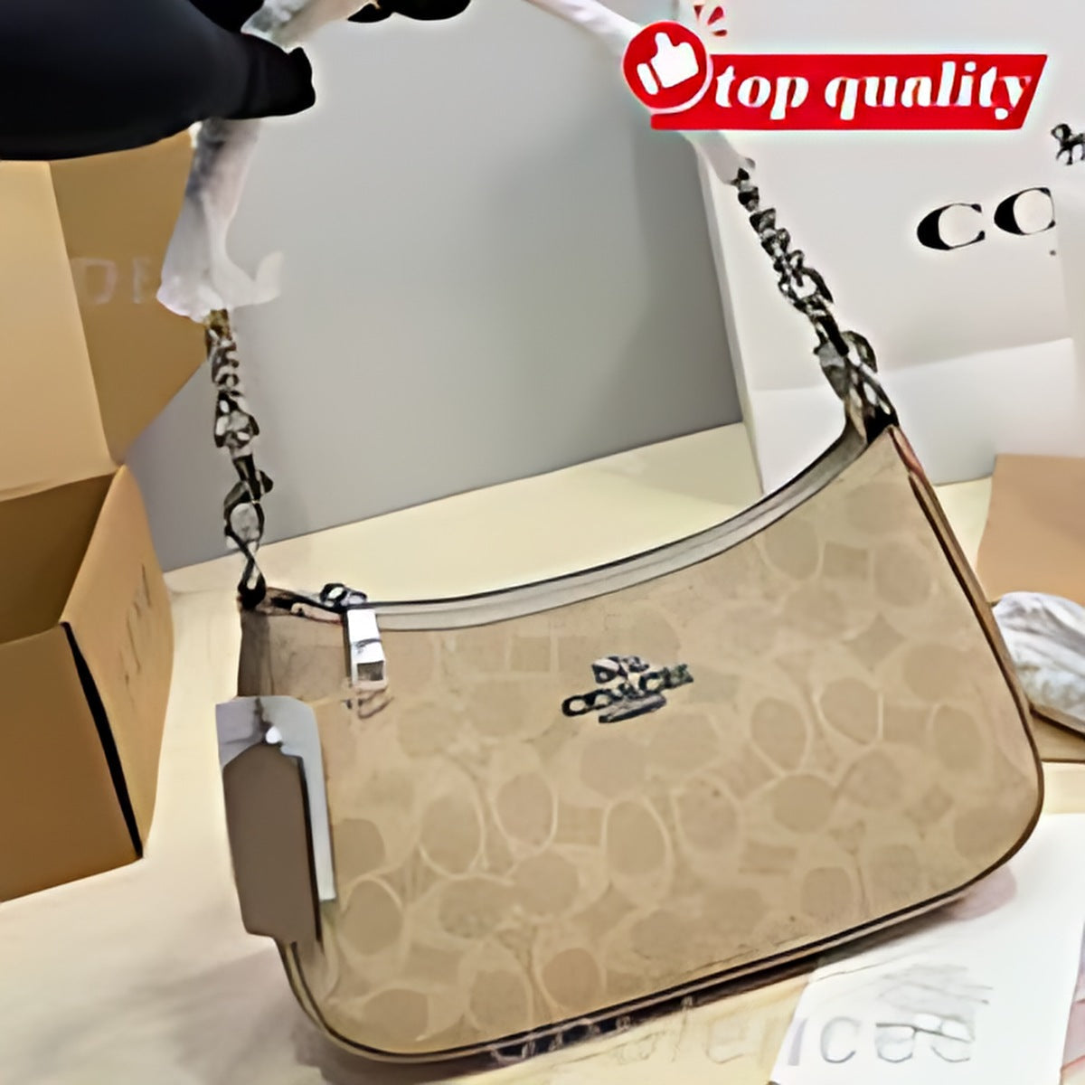 Curved Zip Top Shoulder Bag