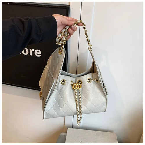 Quilted Chain Handle Shoulder Bag