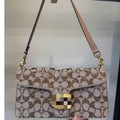 Printed Turn-Lock Shoulder Bag