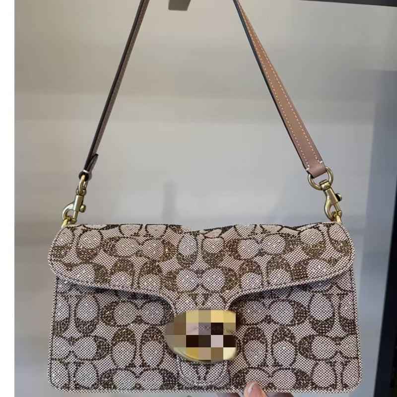 Printed Turn-Lock Shoulder Bag
