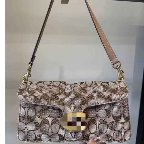 Printed Turn-Lock Shoulder Bag