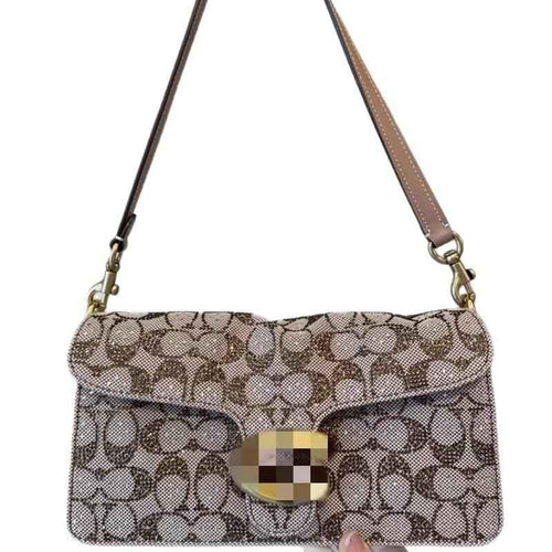 Printed Turn-Lock Shoulder Bag