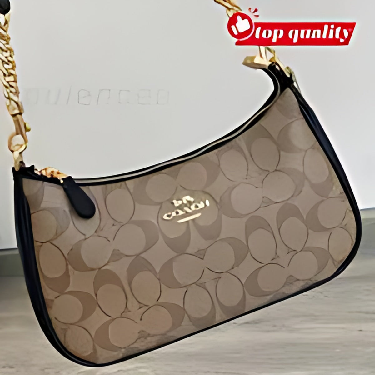 Curved Zip Top Shoulder Bag