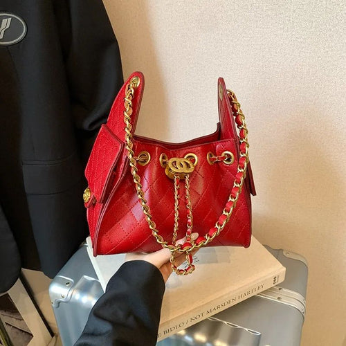 Quilted Chain Handle Shoulder Bag