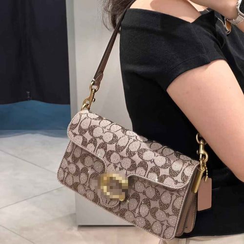 Printed Turn-Lock Shoulder Bag